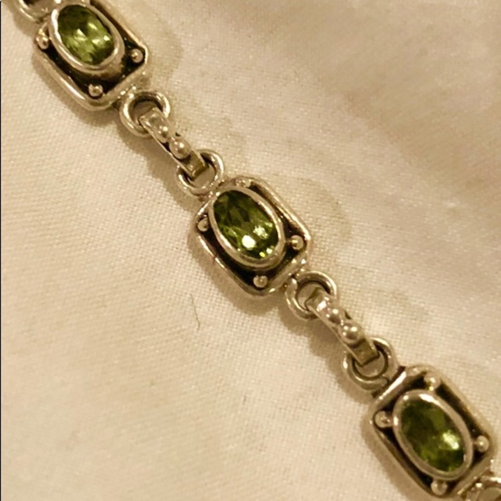 sterling silver and peridot link bracelet